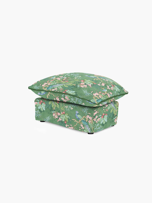 Cocobella Footstool in Belleville Juniper with Pine Velvet Trim - Hand Made in USA