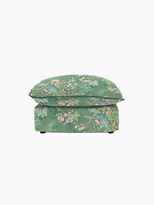 Cocobella Footstool in Belleville Juniper with Pine Velvet Trim - Hand Made in USA