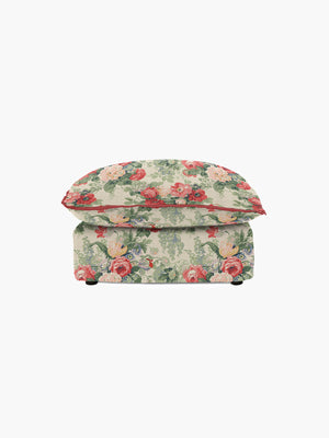 Cocobella Footstool in English Garden Classic Rose with Rosewood Velvet Trim - Hand Made in USA