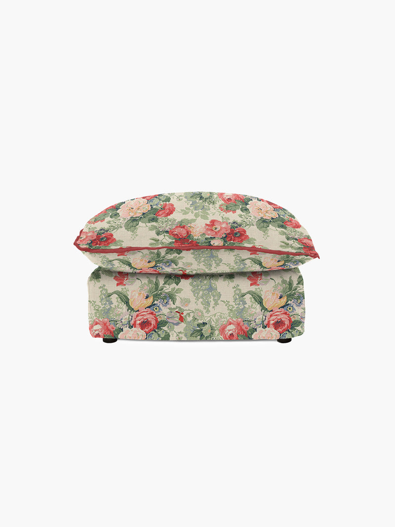 Cocobella Footstool in English Garden Classic Rose with Rosewood Velvet Trim - Hand Made in USA