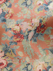 Cocobella Armchair in English Garden Coral Orange with Lagoon Velvet Trim - Hand Made in USA