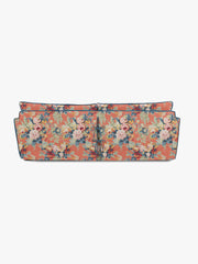 Cocobella 3.5 Seater Sofa in English Garden Coral Orange with Lagoon Velvet Trim - Hand Made in USA