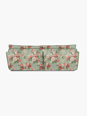 Cocobella 3.5 Seater Sofa in English Garden Grey Skies with Green Tea Velvet Trim - Hand Made in USA