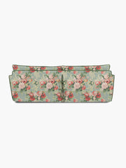 Cocobella 3.5 Seater Sofa in English Garden Grey Skies with Green Tea Velvet Trim - Hand Made in USA