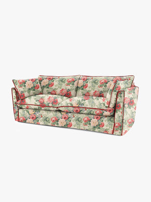 Cocobella 3 Seater Sofa in English Garden Classic Rose with Rosewood Velvet Trim - Hand Made in USA