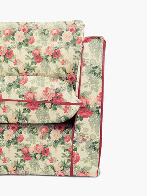 Cocobella 3 Seater Sofa in English Garden Classic Rose with Rosewood Velvet Trim - Hand Made in USA