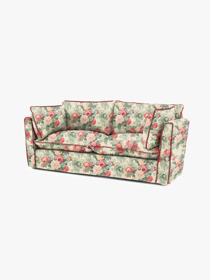 Cocobella 2.5 Seater Sofa in English Garden Classic Rose with Rosewood Velvet Trim - Hand Made in USA