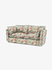 Cocobella 2.5 Seater Sofa in English Garden Grey Skies with Green Tea Velvet Trim - Hand Made in USA