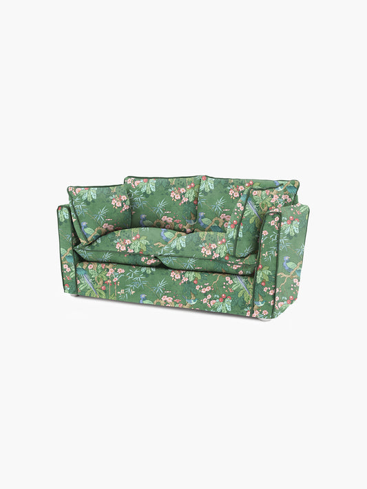 Cocobella 2 Seater Sofa in Belleville Juniper with Pine Velvet Trim - Hand Made in USA
