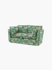 Cocobella 2 Seater Sofa in Belleville Juniper with Pine Velvet Trim - Hand Made in USA