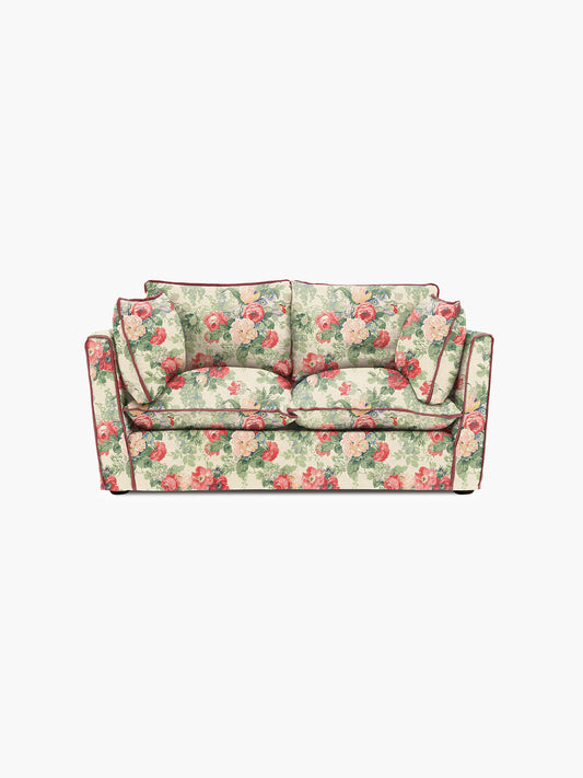Cocobella 2 Seater Sofa in English Garden Classic Rose with Rosewood Velvet Trim - Hand Made in USA