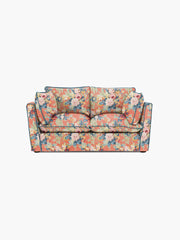 Cocobella 2 Seater Sofa in English Garden Coral Orange with Lagoon Velvet Trim - Hand Made in USA