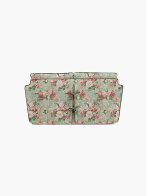 Cocobella 2 Seater Sofa in English Garden Grey Skies with Green Tea Velvet Trim - Hand Made in USA