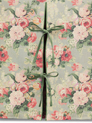 Cocobella 2 Seater Sofa in English Garden Grey Skies with Green Tea Velvet Trim - Hand Made in USA