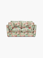 Cocobella 2 Seater Sofa in English Garden Grey Skies with Green Tea Velvet Trim - Hand Made in USA