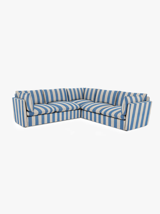 Cocobella 3 x 3 seater sofa in Cornish Blue Stripe - Hand Made in USA