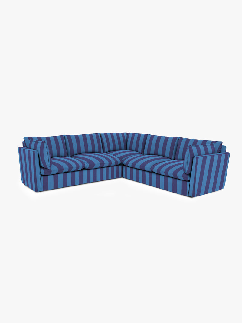 Cocobella 3 x 3 seater sofa in Coastal Blue Stripe - Hand Made in USA