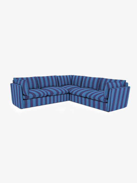 Cocobella 3 x 3 seater sofa in Coastal Blue Stripe - Hand Made in USA