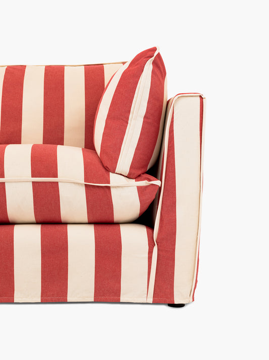 Cocobella 3 x 3 seater sofa in Petunia Red Stripe - Hand Made in USA