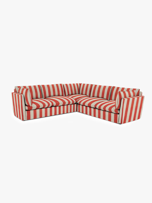 Cocobella 3 x 3 seater sofa in Petunia Red Stripe - Hand Made in USA