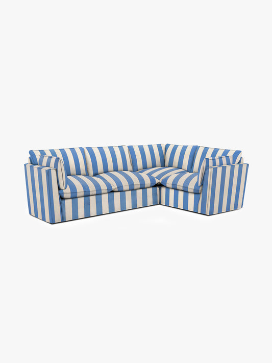 Cocobella LH 3 x 2 seater sofa in Cornish Blue Stripe - Hand Made in USA
