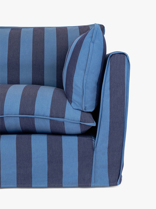 Cocobella LH 3 x 2 seater sofa in Coastal Blue Stripe - Hand Made in USA