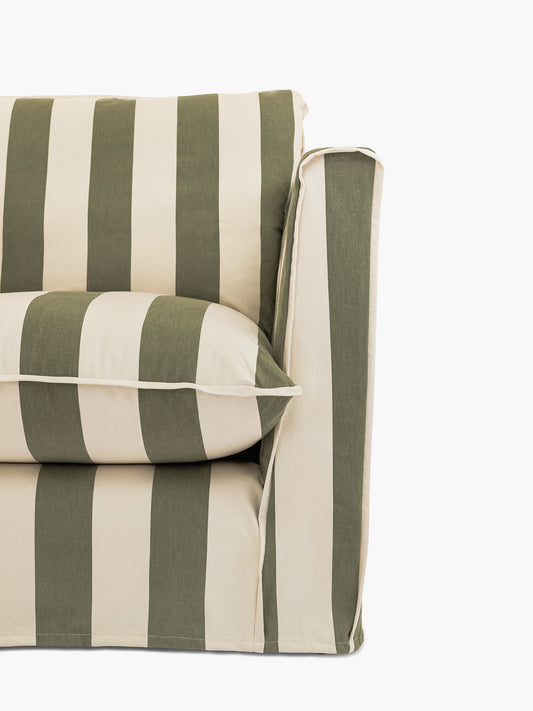 Cocobella LH 3 x 2 seater sofa in Spring Green Stripe - Hand Made in USA