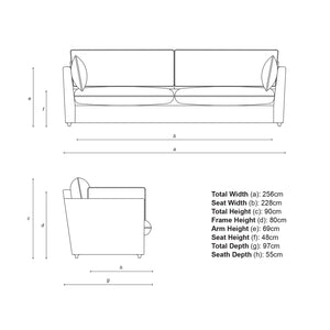 Cocobella 3.5 Seater Sofa in Belleville Juniper with Pine Velvet Trim - Hand Made in USA