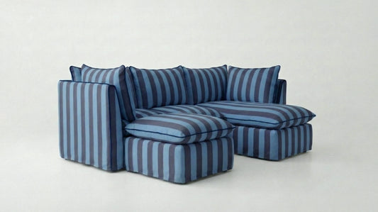 Coco L-Shaped Sofa with Chaise and Footstool in Customer's Own Material - Handmade to Order in the USA