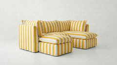 Coco L-Shaped Sofa with Chaise and Footstool in Customer's Own Material - Handmade to Order in the USA