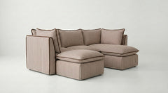 Coco L-Shaped Sofa with Chaise and Footstool in Customer's Own Material - Handmade to Order in the USA