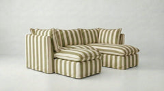 Coco L-Shaped Sofa with Chaise and Footstool in Customer's Own Material - Handmade to Order in the USA