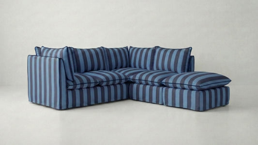 Coco L-Shaped Sofa with Footstool in Customer's Own Material - Handmade to Order in the USA