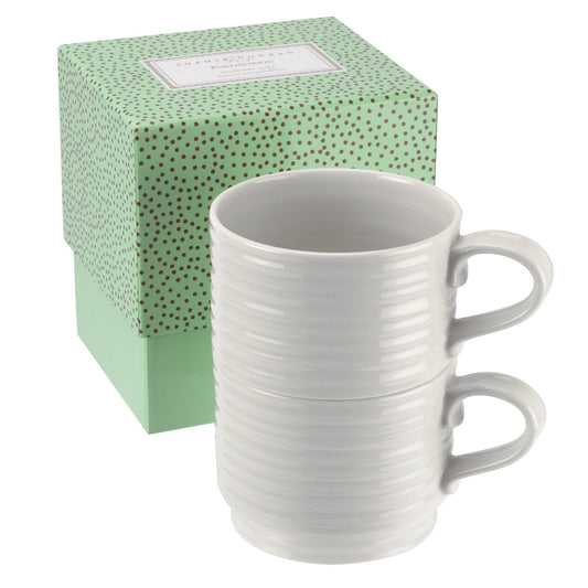 White Porcelain Stacking Cups - Set of 2