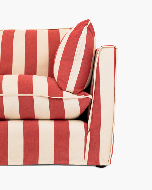 Cocobella LH 3 x 2 seater sofa in Petunia Red Stripe - Hand Made in USA