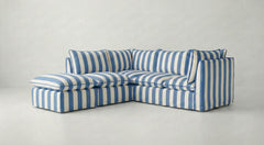 Coco L-Shaped Sofa with Footstool in Customer's Own Material - Handmade to Order in the USA