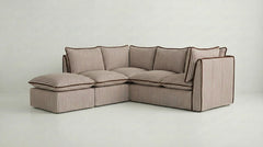 Coco L-Shaped Sofa with Footstool in Customer's Own Material - Handmade to Order in the USA