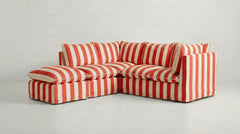 Coco L-Shaped Sofa with Footstool in Customer's Own Material - Handmade to Order in the USA