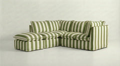 Coco L-Shaped Sofa with Footstool in Customer's Own Material - Handmade to Order in the USA