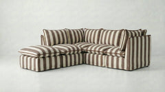 Coco L-Shaped Sofa with Footstool in Customer's Own Material - Handmade to Order in the USA