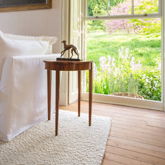 Coco 3.5 seater sofa with Oxford Border cushions in Cotton Linen Snow Drop  - Hand Made in USA