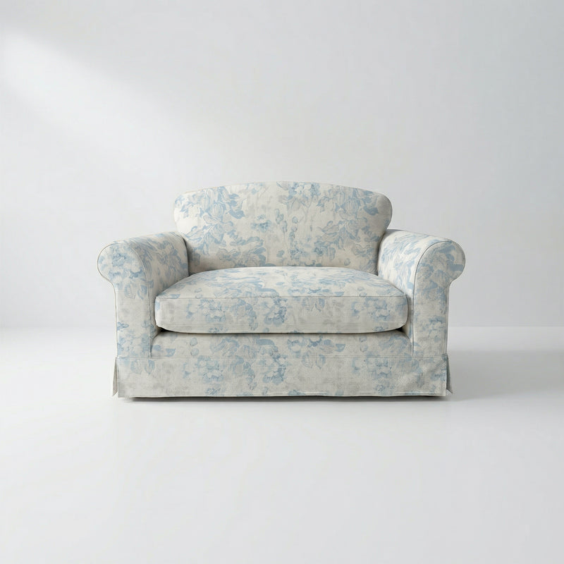 Barton Loveseat with Big Back Cushions in Midsummer Faded Blue - Handmade to Order in the USA