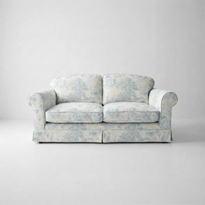 Barton 2-Seater Sofa with Big Back Cushions in Midsummer Faded Blue - Handmade to Order in the USA