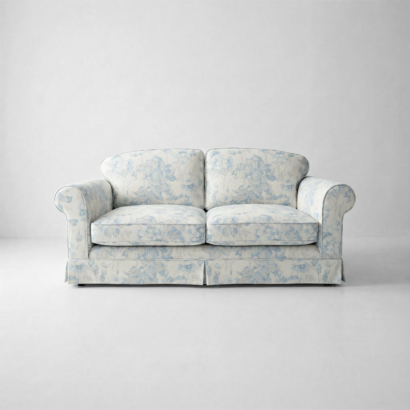 Barton 2-Seater Sofa with Big Back Cushions in Midsummer Faded Blue - Handmade to Order in the USA