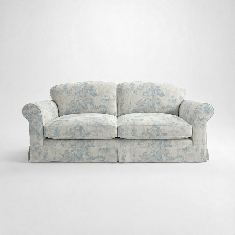 Barton Large Sofa with Big Back Cushions in Midsummer Faded Blue - Hand Made in USA
