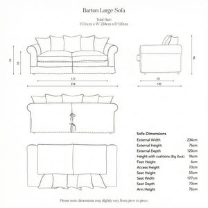 Barton Large Sofa dimensions