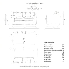 Barton 2-Seater Sofa with Big Back Cushions in Garden Grey Stripe - Handmade to Order in the USA