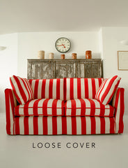 Coco 2.5 seater sofa cover with Self Piped Box Edge cushion in Stripes Petunia