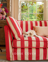 Coco 2.5 seater sofa cover with Self Piped Box Edge cushion in Stripes Petunia