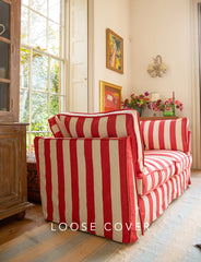 Coco 2.5 seater sofa cover with Self Piped Box Edge cushion in Stripes Petunia